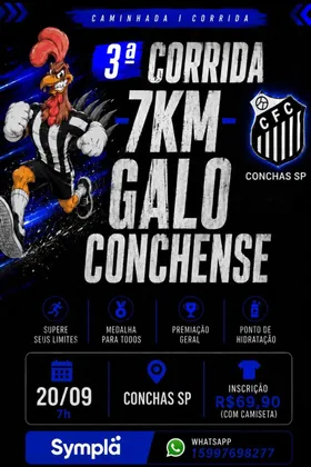 Imagem de divulgação da corrida 3ª Corrida 7km Galo Conchense