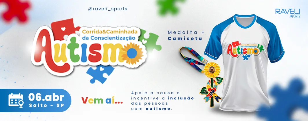 Imagem de divulgação da corrida Corrida da Conscientização do Autismo Salto