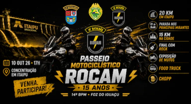 Imagem de divulgação da corrida 1 Passeio Motociclistico Rocam  15 Anos