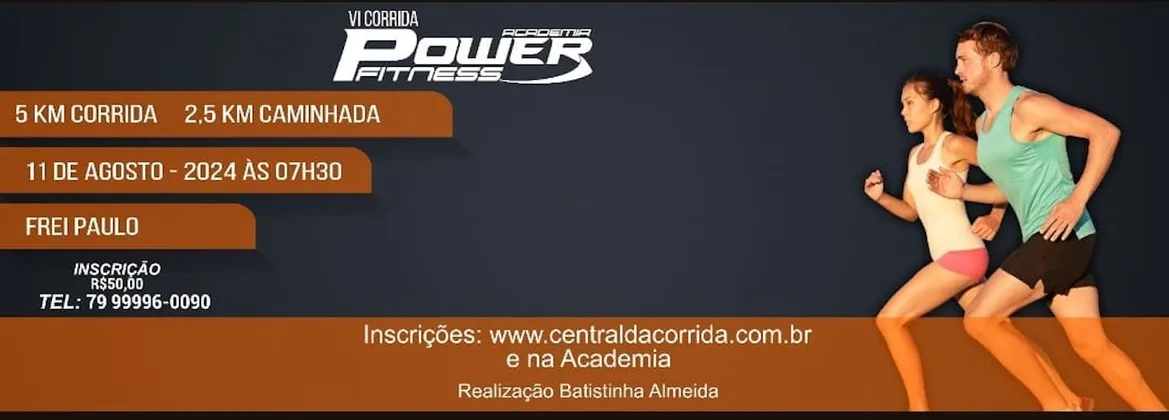 Imagem de divulgação da corrida VI Corrida Academia Power Fitness