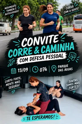 Imagem de divulgação da corrida Corre & Caminha com Defessa Pessoal