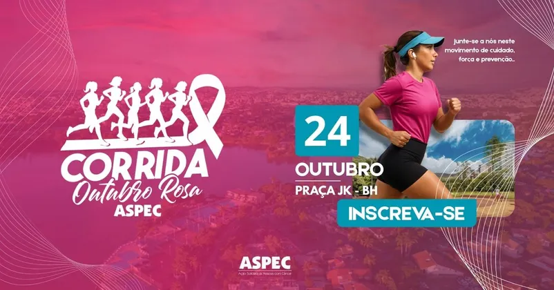 Imagem de divulgação da corrida Corrida e Caminhada Outubro Rosa ASPEC