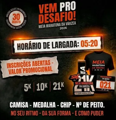 Imagem de divulgação da corrida Meia Maratona De Varzea