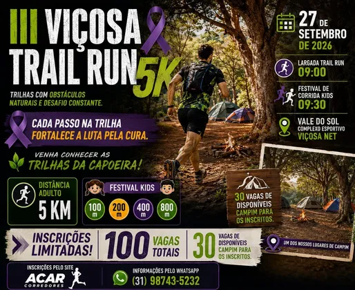 Imagem de divulgação da corrida 3° Viçosa Trail Run
