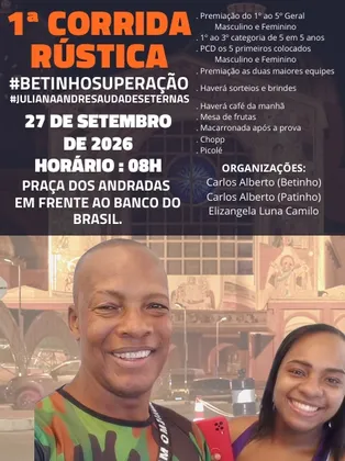 Imagem de divulgação da corrida 1ª Corrida Betinho Superação Juliana André  Saudades Eterna