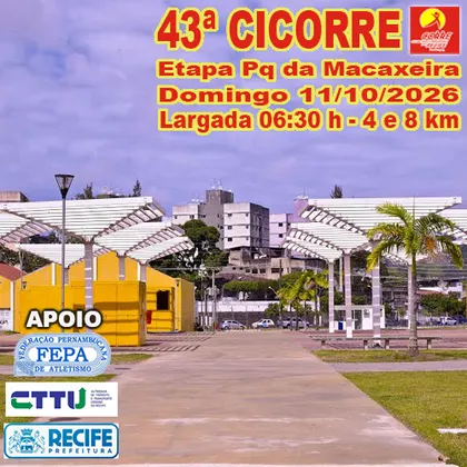 Imagem de divulgação da corrida 43ª Cicorre Etapa Parque Da Macaxeira