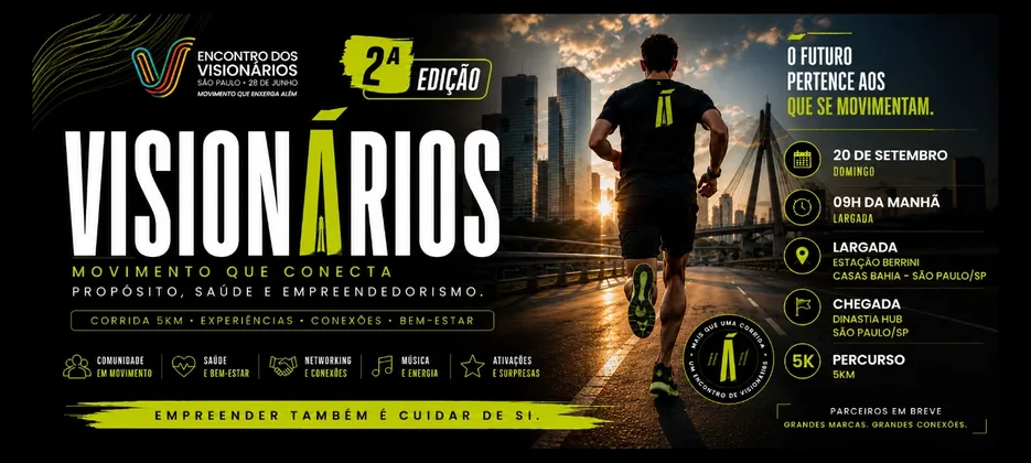 Imagem de divulgação da corrida Encontro dos Visionários 2026 - Edição São Paulo
