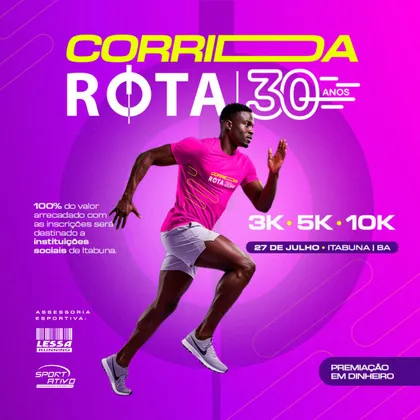 Imagem de divulgação da corrida Corrida Rota 30 Anos