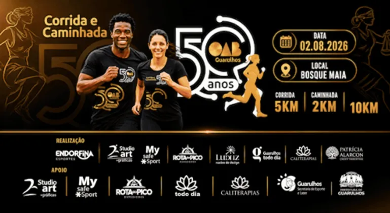 Imagem de divulgação da corrida 50 Anos Oab Edicao Guarulhos 2026