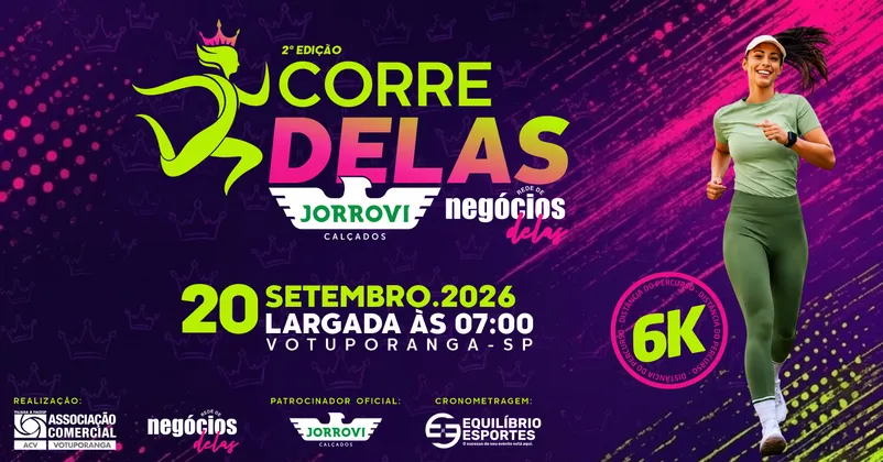 Imagem de divulgação da corrida 2ª Corrida Feminina Corre Delas 6k - Votuporanga-Sp