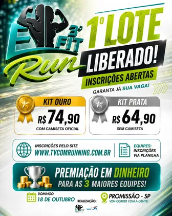 Imagem de divulgação da corrida 3° E-Fit Run Promissão - Super 5k