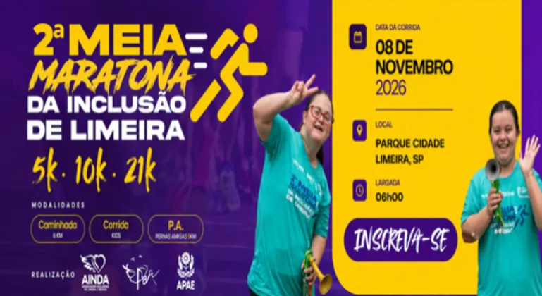Imagem de divulgação da corrida 2 Meia Maratona da Inclusao de Limeira