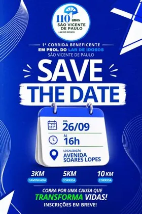 Imagem de divulgação da corrida Corrida Beneficente do Abrigo São Vicente