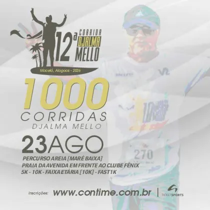 Imagem de divulgação da corrida 12ª Corrida Djalma Mello Em Comemoração a 1000 Corridas