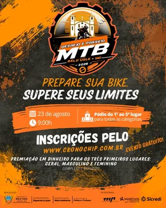 Imagem de divulgação da corrida Desafio E Passeio Mtb  Belo Vale
