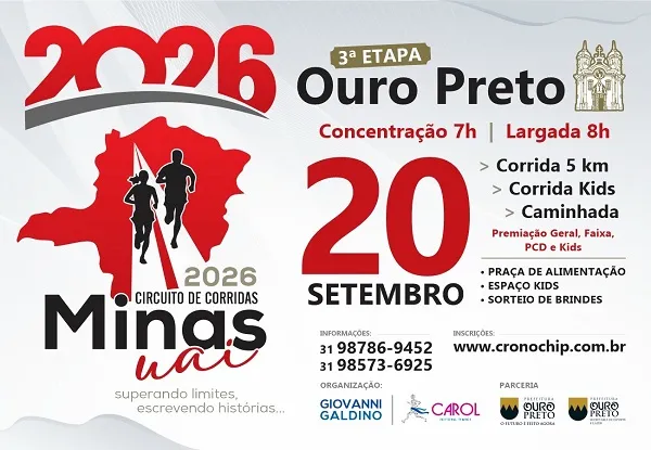Imagem de divulgação da corrida Circuito De Corrida  Minas Uai 2026 - Etapa Ouro Preto