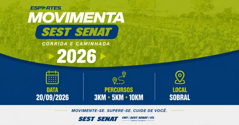 Imagem de divulgação da corrida MOVIMENTA SEST SENAT 2026 - Corrida
