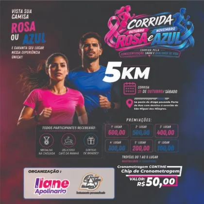 Imagem de divulgação da corrida Corrida Do Outubro Rosa E Novembro Azul 2026