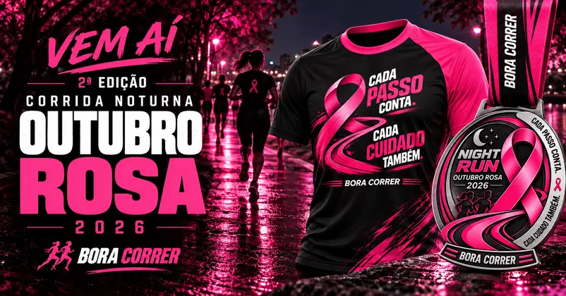 Imagem de divulgação da corrida Night Run  - Outubro Rosa - 2ª Edição