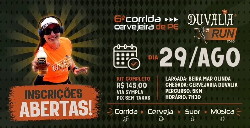 Imagem de divulgação da corrida Duvália RUN 6ª Corrida Cervejeira de PE