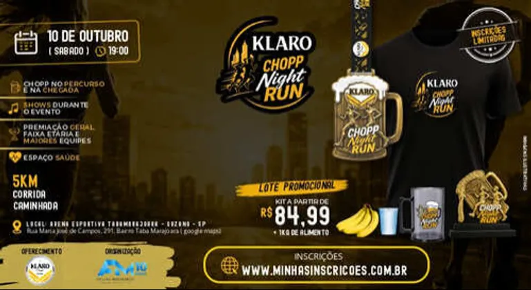 Imagem de divulgação da corrida Klaro Chopp Night Run