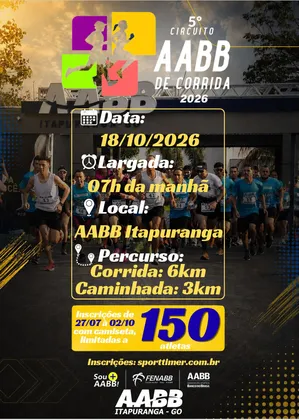 Imagem de divulgação da corrida 5º Circuito de Corrida AABB - ITAPURANGA GOIÁS
