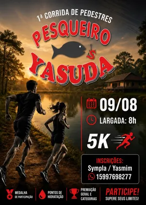Imagem de divulgação da corrida 1º Corrida Pesqueiro Yasuda - Pilar Do Sul Sp