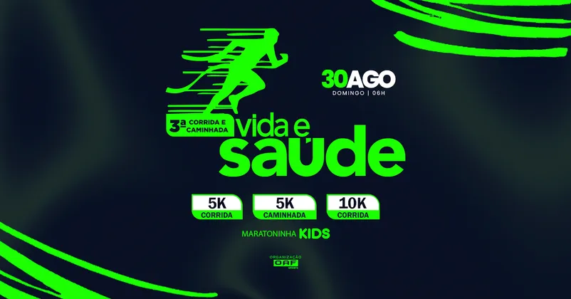 Imagem de divulgação da corrida 3ª Corrida E Caminhada Vida E Saúde 5k - 10k.