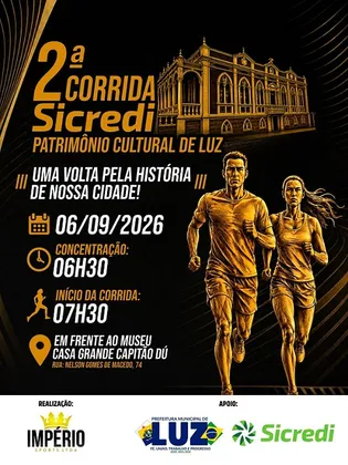 Imagem de divulgação da corrida 2ª Corrida Sicredi Patrimônio Cultural De Luz