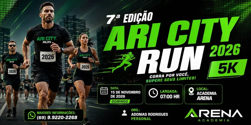 Imagem de divulgação da corrida 7ª Edição Ari City Run-5k