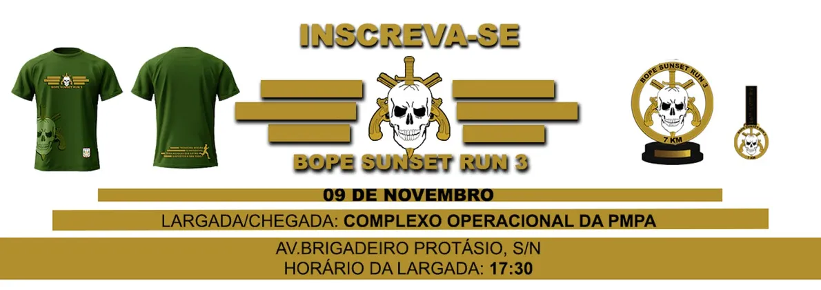 Imagem de divulgação da corrida Bope Sunset Run 3