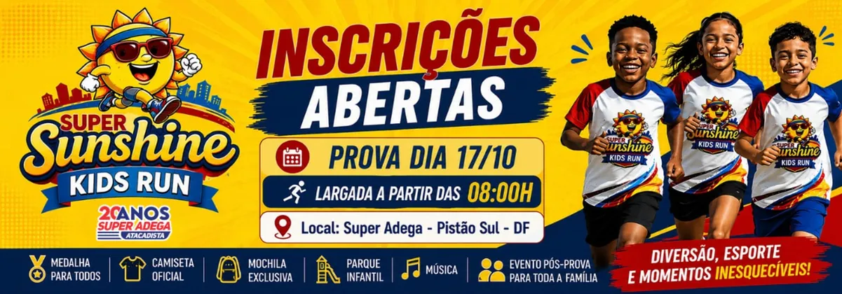 Imagem de divulgação da corrida Super Sunshine Kids Run