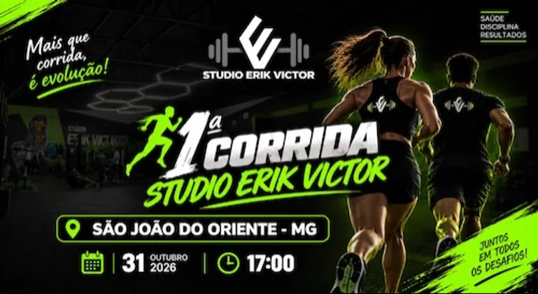 Imagem de divulgação da corrida 1 Corrida Studio Erik Victor- 2026
