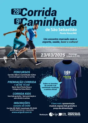 Imagem de divulgação da corrida 28ª Corrida De São Sebastião 2025 - Ponte Nova