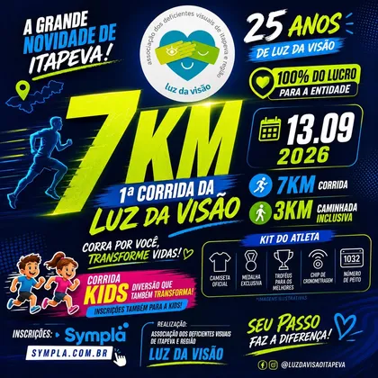 Imagem de divulgação da corrida 1ª Corrida e Caminhada Luz da Visão  ITAPEVA/SP