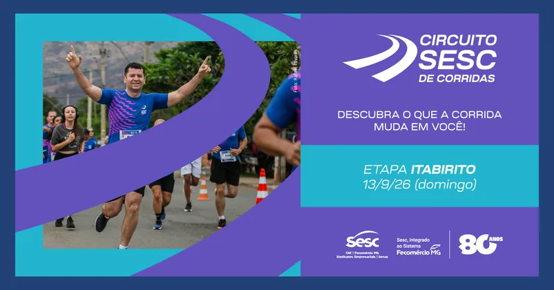 Imagem de divulgação da corrida Circuito Sesc de Corridas 2026 - Etapa Itabirito