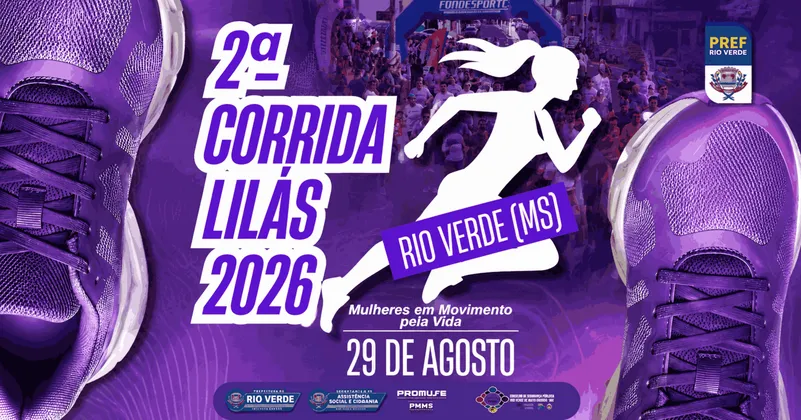 Imagem de divulgação da corrida Corrida Lilás 2026