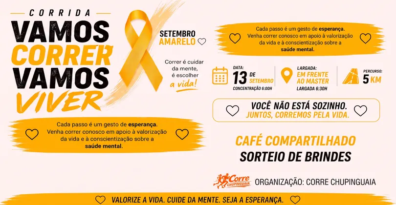 Imagem de divulgação da corrida Corrida vamos correr, vamos viver.