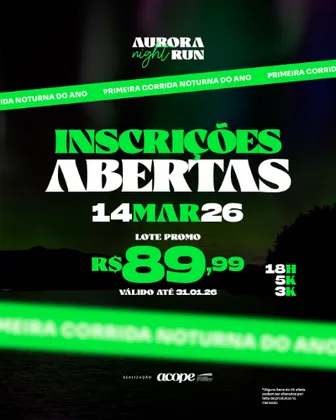 Imagem de divulgação da corrida Aurora Night Run 2026