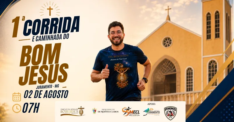 Imagem de divulgação da corrida 1° Corrida e Caminhada do Bom Jesus