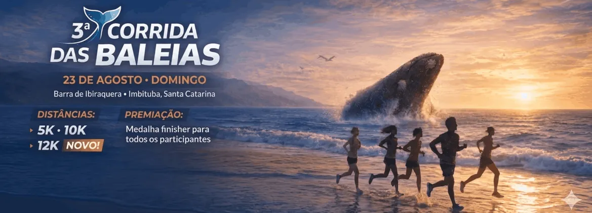 Imagem de divulgação da corrida 3ª CORRIDA DAS BALEIAS - Barra da Ibiraquera