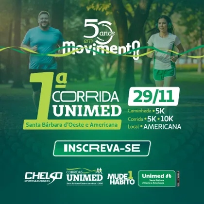 Imagem de divulgação da corrida 1ª Corrida Unimed