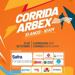 Imagem de divulgação da corrida Corrida Arbex 10 Anos