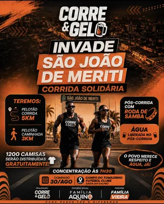 Imagem de divulgação da corrida Família Aquino e Corre & Gelo por água na baixada!