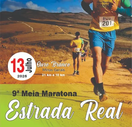 Imagem de divulgação da corrida Ix Meia Maratona Estrada Real 2025