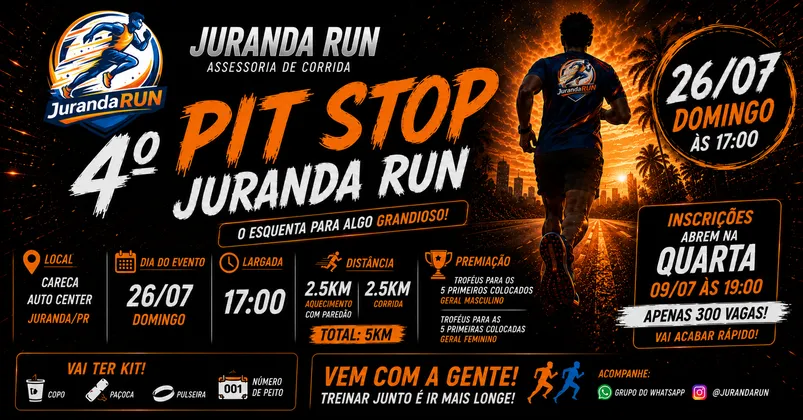 Imagem de divulgação da corrida 4º Pit Stop da Juranda Run