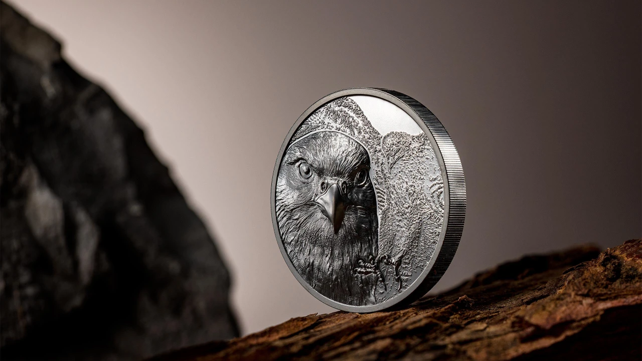 Mongolian Falcon Silver 2 oz Black Proof