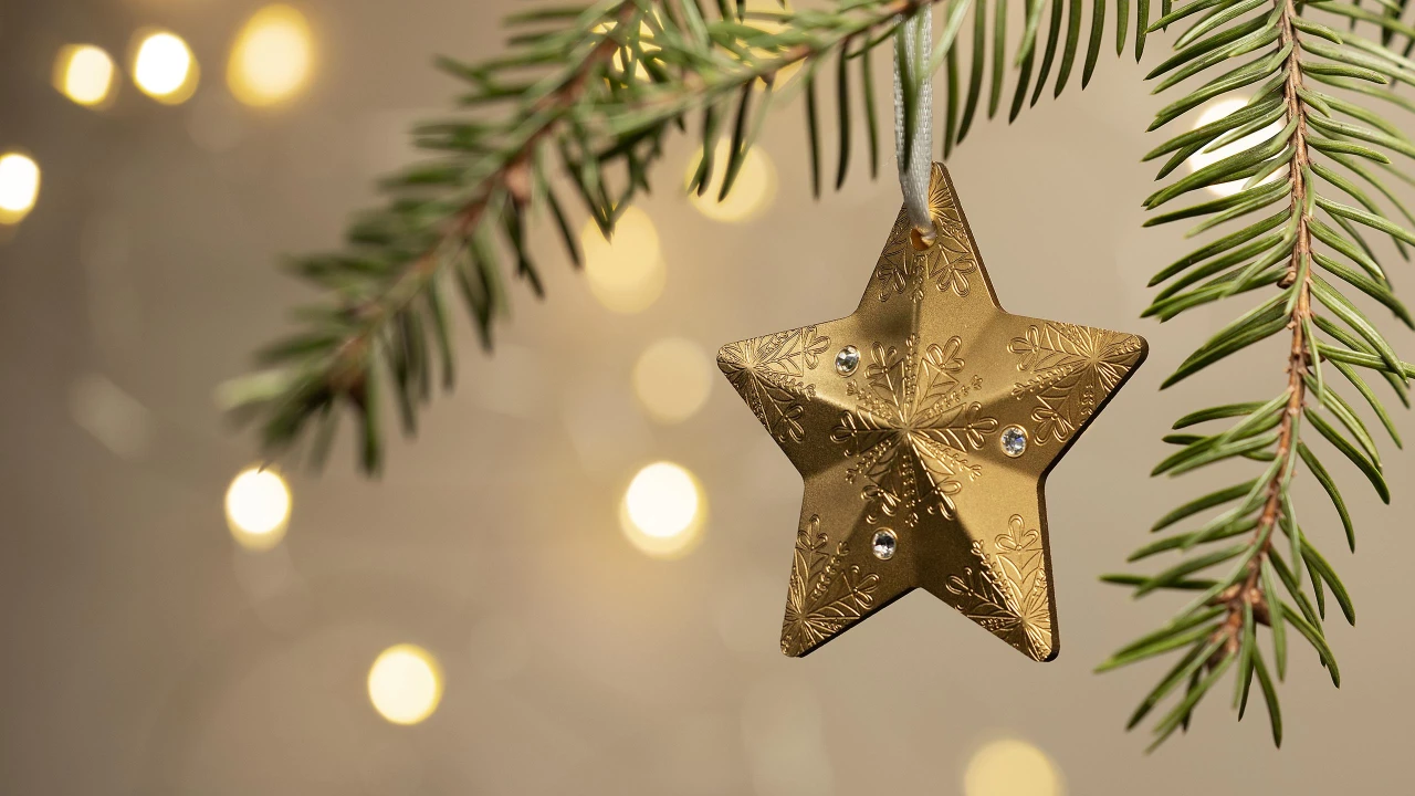Holiday Ornament – Snowflake Star Gilded