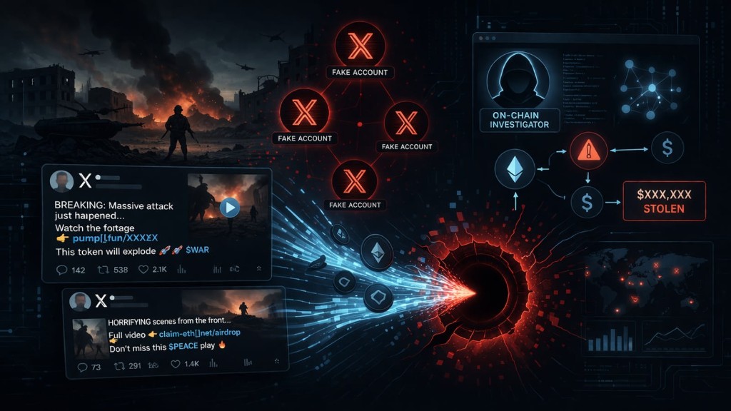 Fake X Accounts Use War Content to Push Crypto Scams, ZachXBT Exposes Six-Figure Scheme