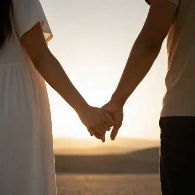 Couple holding hands, symbolizing connection and healing.